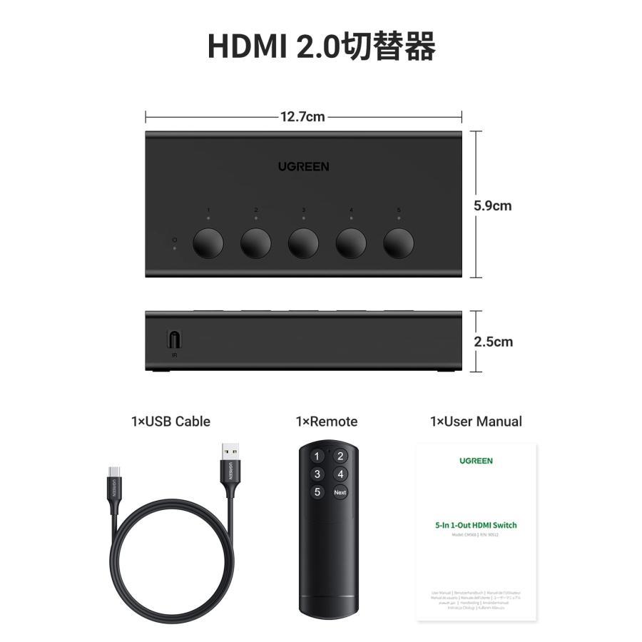 UGREEN HDMI 切り替え器 5入力1出力 4K@60Hz HDMIセレクター HDMI切替器 HDCP 2.2/HDMI 2.0 手動 切り｜road-to-rev｜08