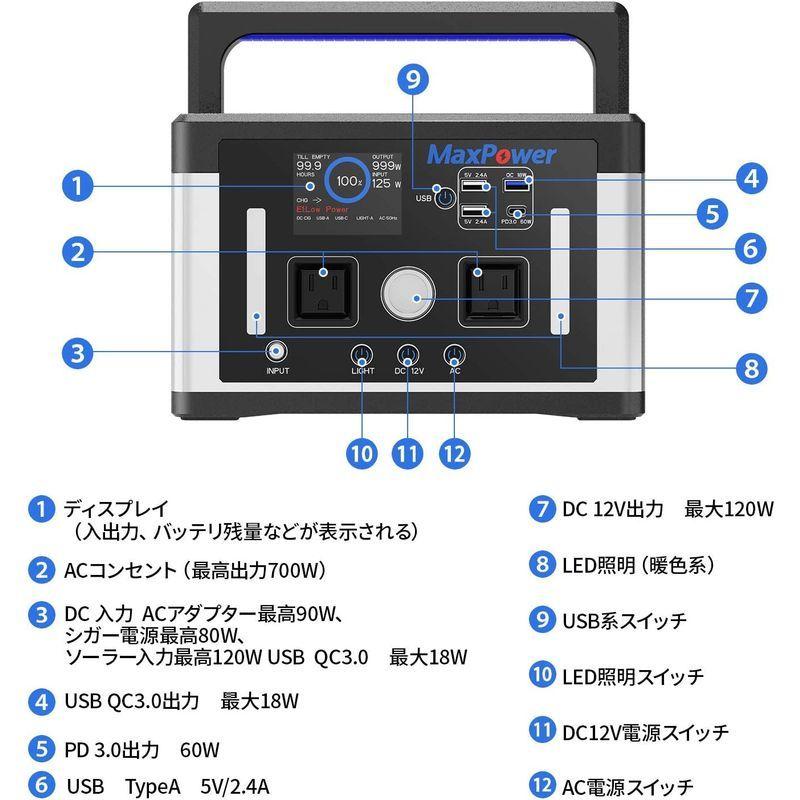 即出荷】 MaxPower ポータブル電源 MP700J PSE認証 700W 国内企業