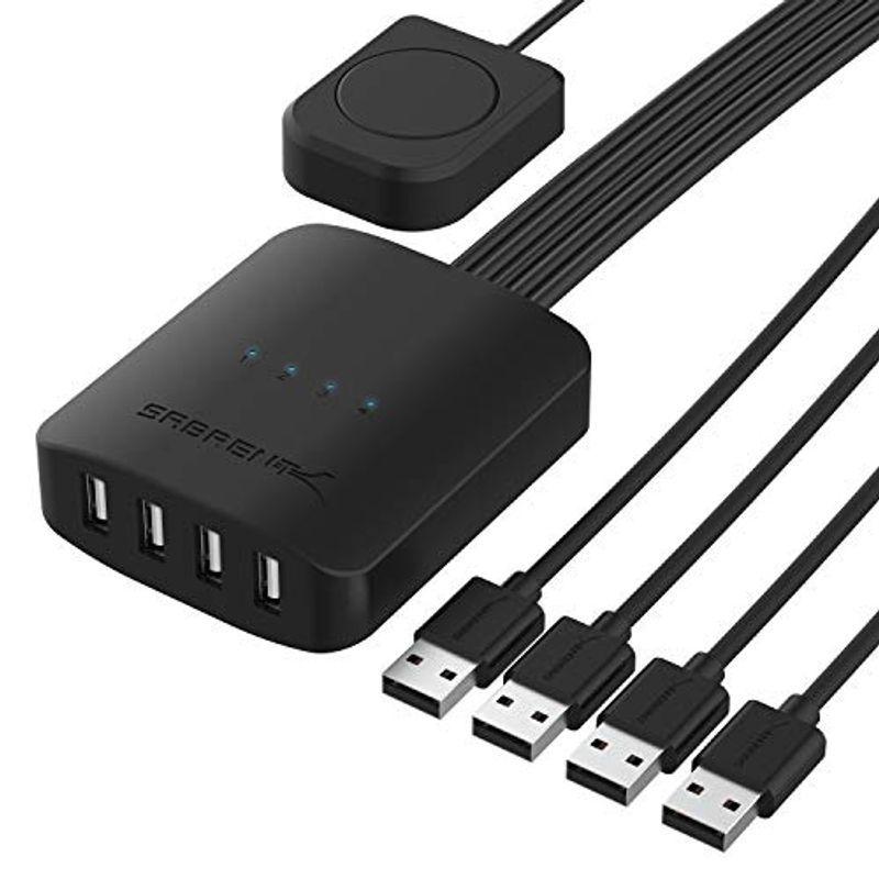 Sabrent USB 2.0 共有スイッチ スイッチャー、4ポート（複数のパソコンと周辺機器用）LEDインジケータ (USB-USS4)