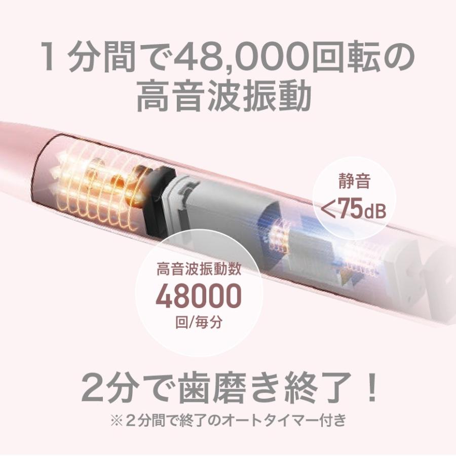 音波電動歯ブラシ T10 （ピンク／ブルー） 充電式 持ち運び 音波振動