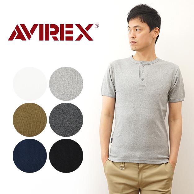 AVIREX アヴィレックス Tシャツ ヘンリーネック アビレックス 半袖 デイリーウェアメンズ DAILY HENRY-NECK T-SHIRT ティーシャツ 無地 インナー 6143504 | AVIREX