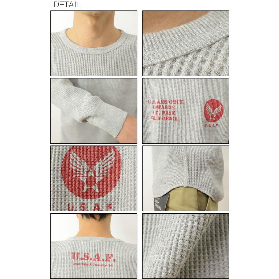 HWFロンＴ U.S. AIR FORCE オリジナル エアフォース ミリタリー プリント ヘビー ワッフル 長袖 Ｔシャツ メンズ 大きいサイズ 厚手 サーマル HWLT-USAF |  | 02