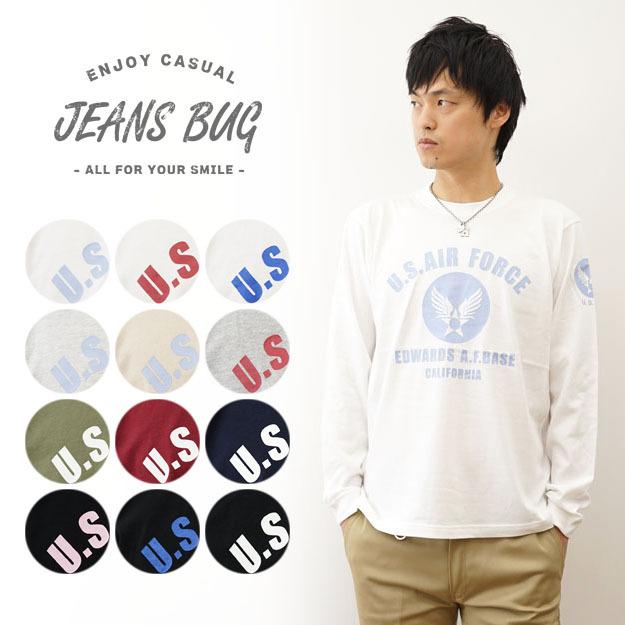 ロンＴ U.S. AIR FORCE CA オリジナル エアフォース ミリタリー プリント 長袖 Tシャツ メンズ レディース 大きいサイズ インナー アメリカ空軍 白 黒 LRT-CA | JEANS BUG