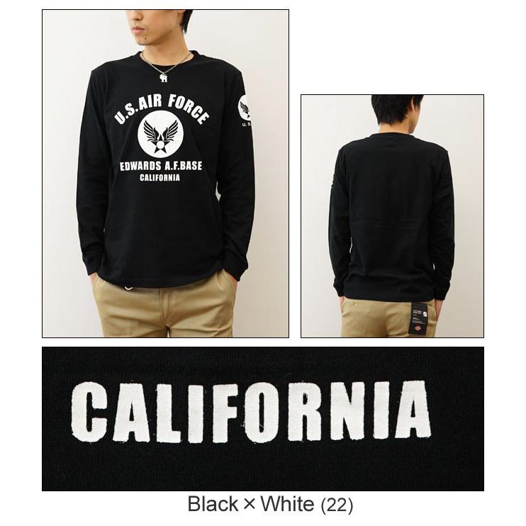 ロンＴ U.S. AIR FORCE CA オリジナル エアフォース ミリタリー プリント 長袖 Tシャツ メンズ レディース 大きいサイズ インナー アメリカ空軍 白 黒 LRT-CA | JEANS BUG | 14
