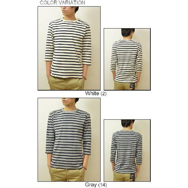 AVIREX（アヴィレックス） リブ素材 7分袖 ボーダーＴシャツ 七分袖 カットソー メンズ インナー アビレックス デイリー XL 白 グレー ネイビー 6143409 | AVIREX | 03