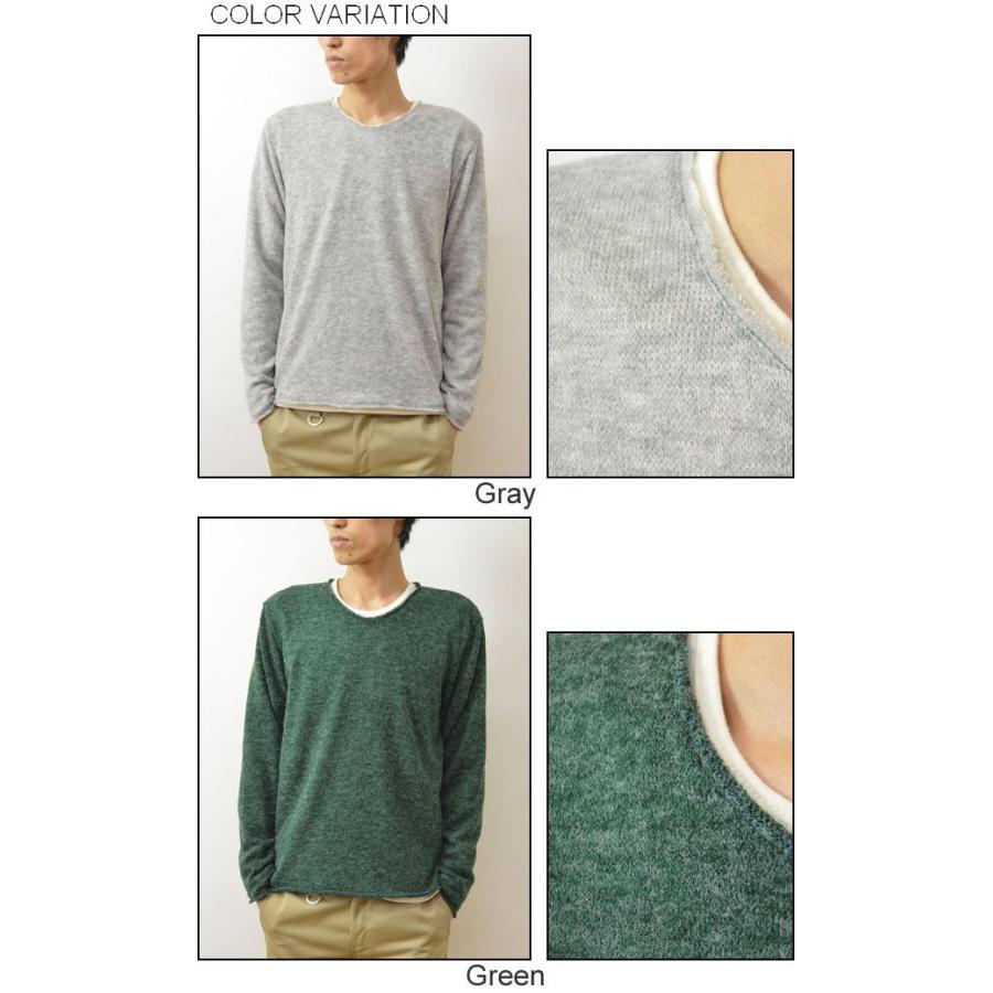 Revo.（レヴォ） ニット×ロンT レイヤード アンサンブル メンズ Vネック ニット Uネック 長袖 Tシャツ ２枚組 セーター アクリル 重ね着 レボ TH-1741 | Revo. | 03