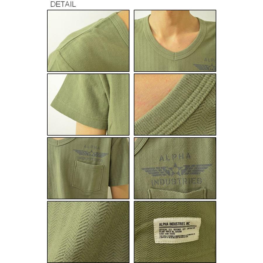 ALPHA（アルファ） ミリタリープリント ポケットTシャツ メンズ ミリタリー Vネック へリンボーン エアフォース カットソー 半袖 ポケT TC1029 |  | 02