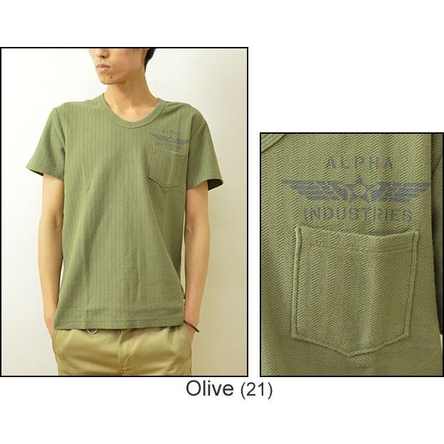 ALPHA（アルファ） ミリタリープリント ポケットTシャツ メンズ ミリタリー Vネック へリンボーン エアフォース カットソー 半袖 ポケT TC1029 |  | 04