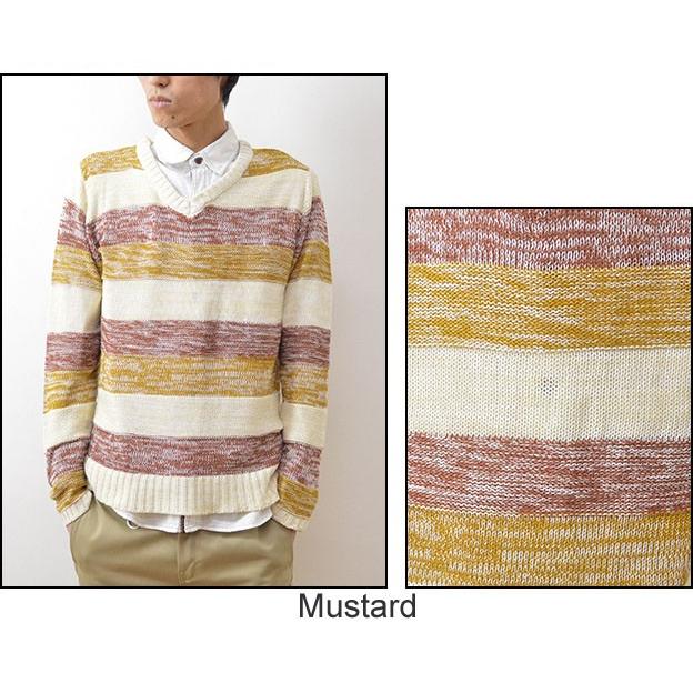 Revo.（レヴォ） ミックス ボーダー ローゲージ セーター メンズ ニット Vネック プルオーバー コットン 綿 TH-2018 | Revo. | 04