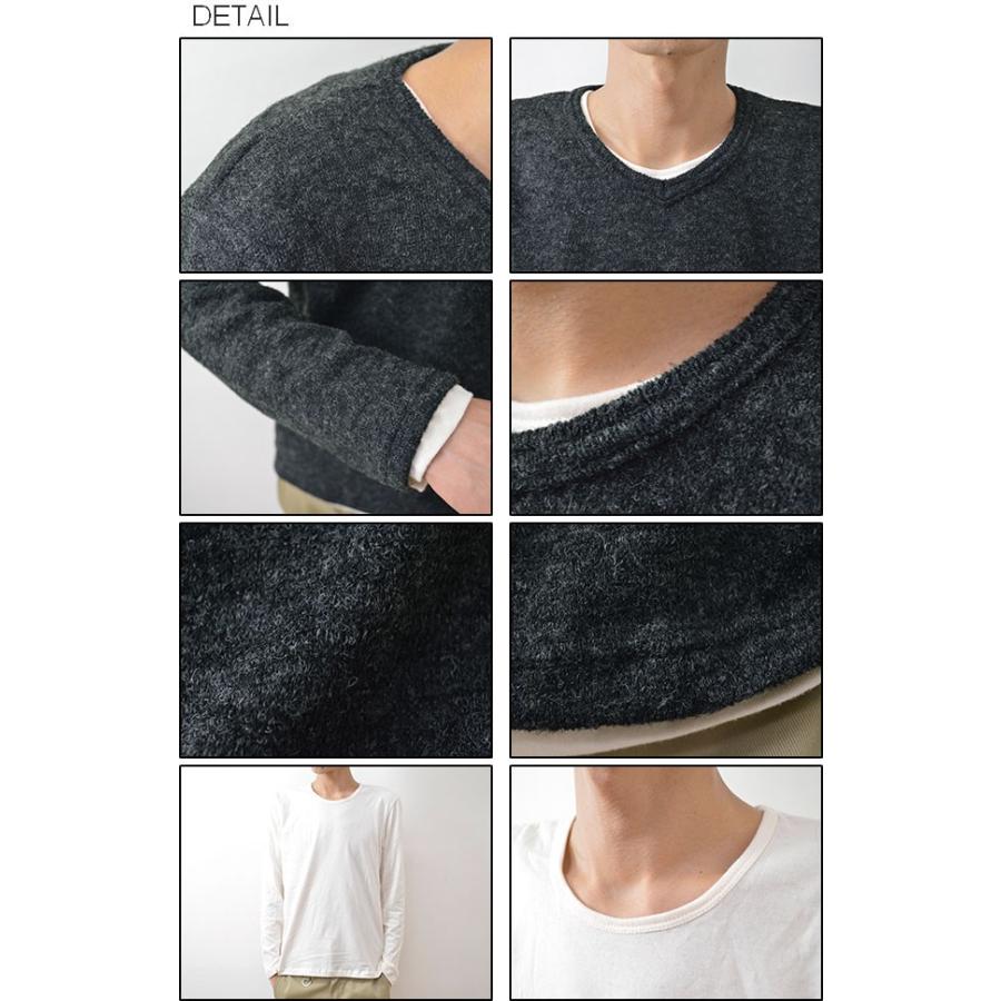 Revo.（レヴォ） ニット×ロンT リアル レイヤード アンサンブル メンズ Vネック Uネック 長袖 Tシャツ カットソー ２枚組 セーター ニットソー レボ TH-1980 | Revo. | 02