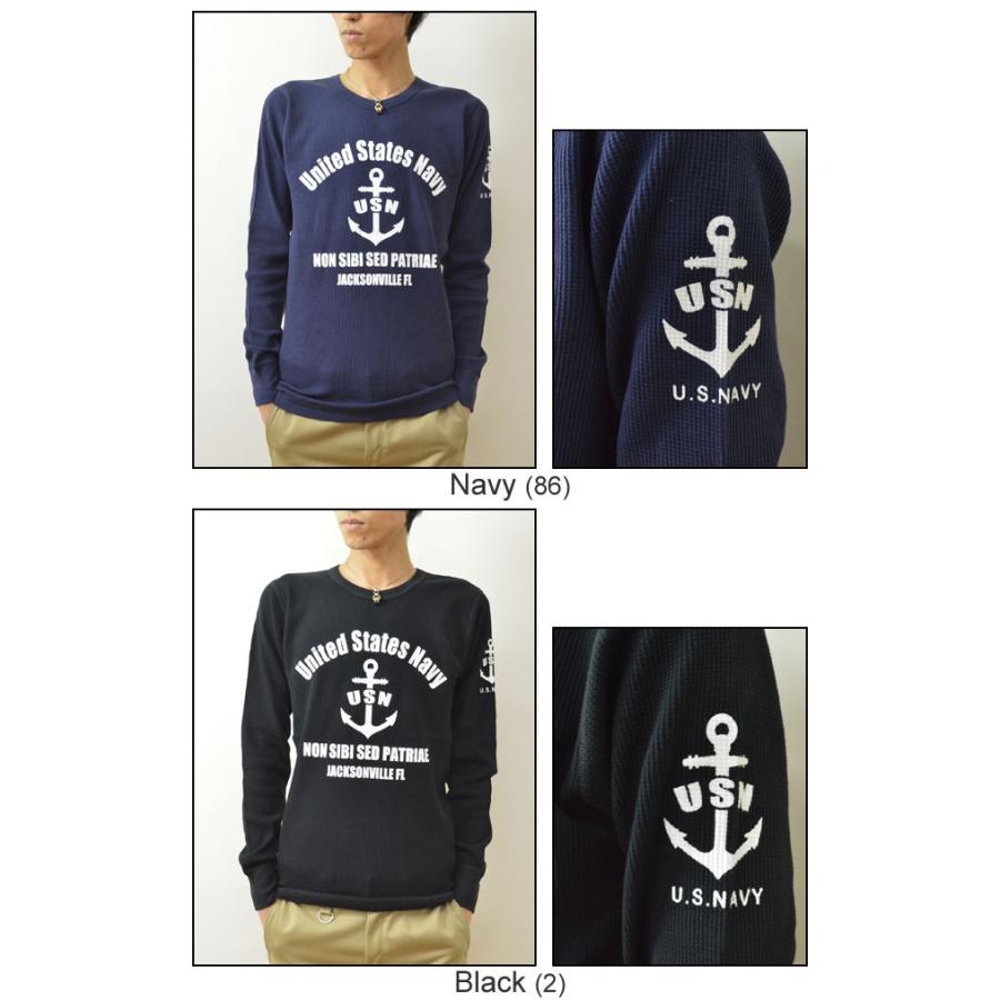 Paly Hollywood グラフィック ワッフル 長袖 カットソー ネイビー WFロンT）U.S. NAVY FL オリジナルネイビー ミリタリープリント