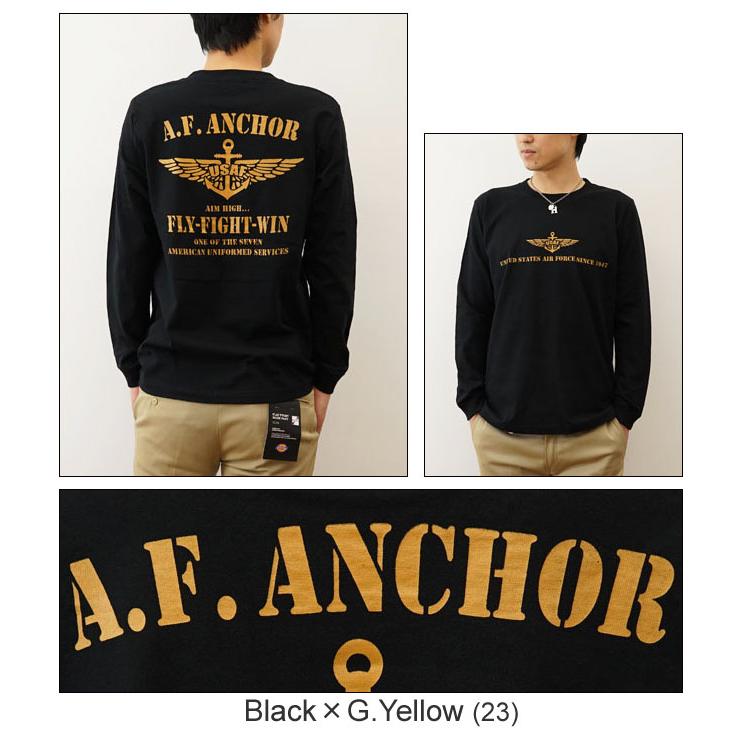 ロンＴ A.F. ANCHOR オリジナル エアフォース ミリタリー プリント 長袖 Tシャツ メンズ レディース 大きいサイズ インナー アメリカ空軍 白 黒 LRT-AFANCH｜robinjeansbug｜08