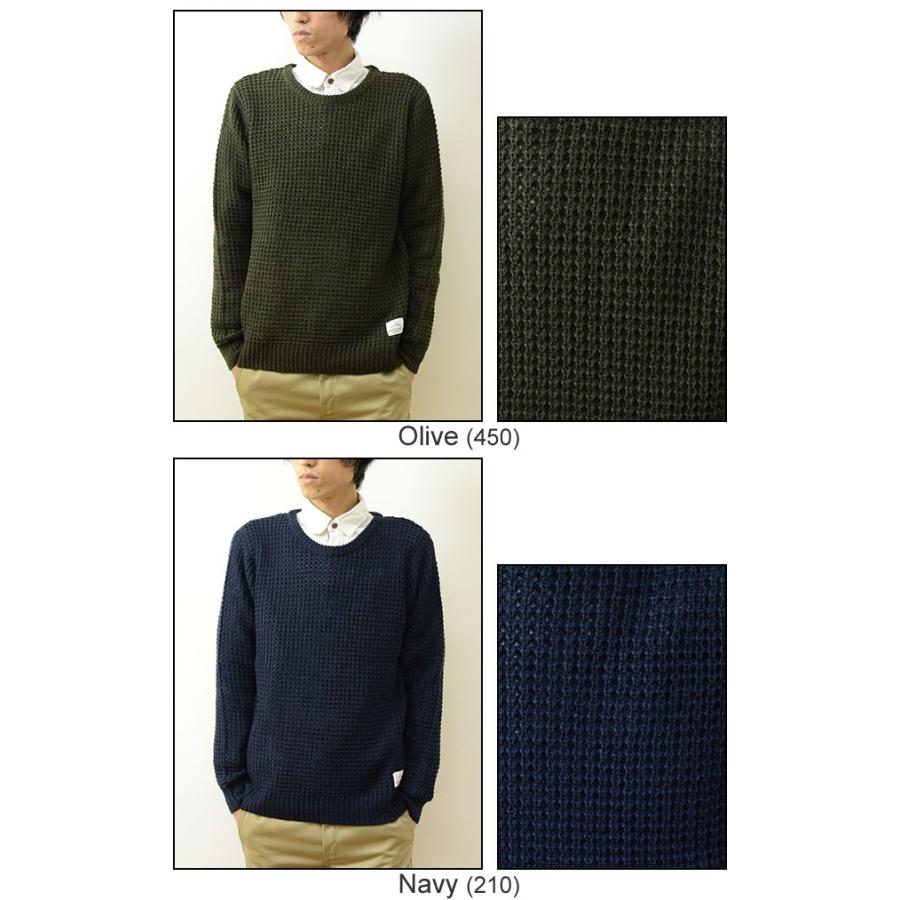 SLICK（スリック） ワッフルニット クルーネックセーター メンズ 無地