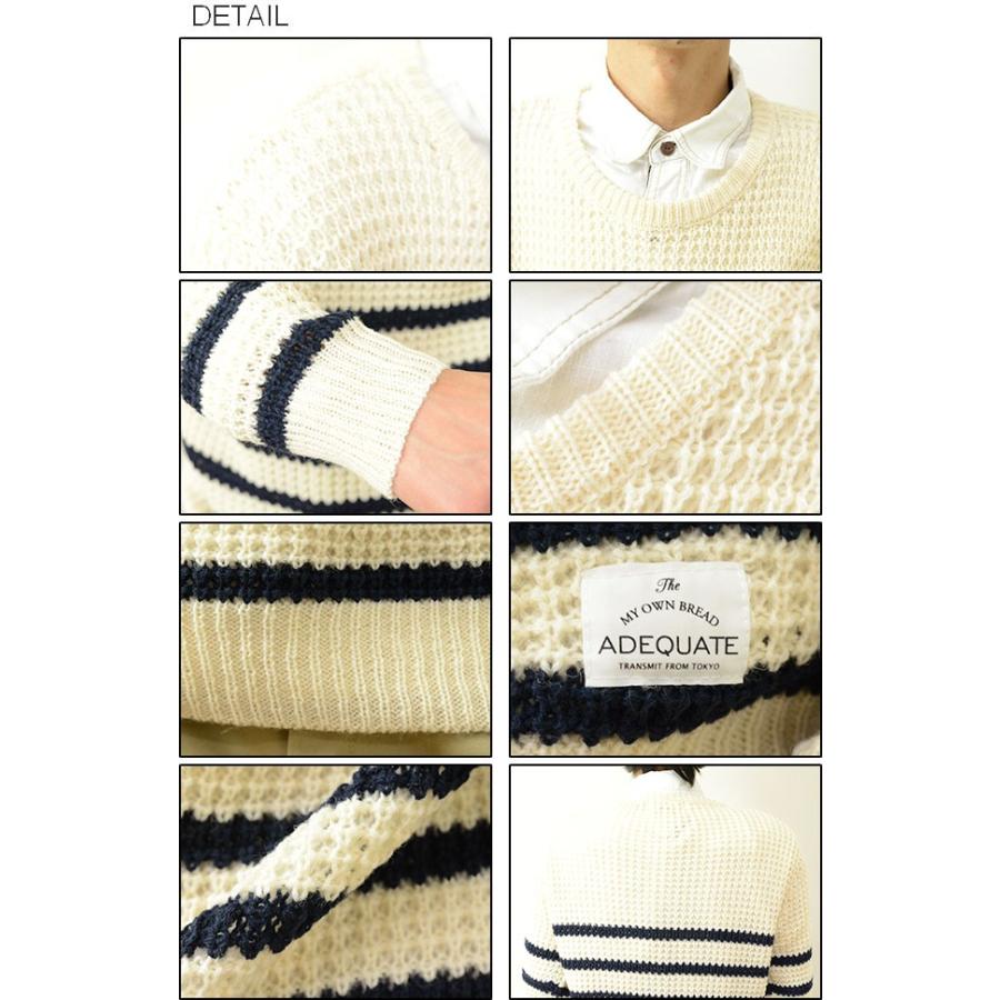 Slick（スリック） ボーダー柄 ワッフルニット クルーネックセーター メンズ 丸襟 シンプル ADEQUATE アディクエート タイト スリム 細身 7183302 | SLICK | 02