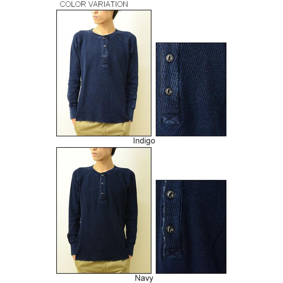 HOUSTON（ヒューストン） インディゴ サーマル ヘンリーネック Tシャツ