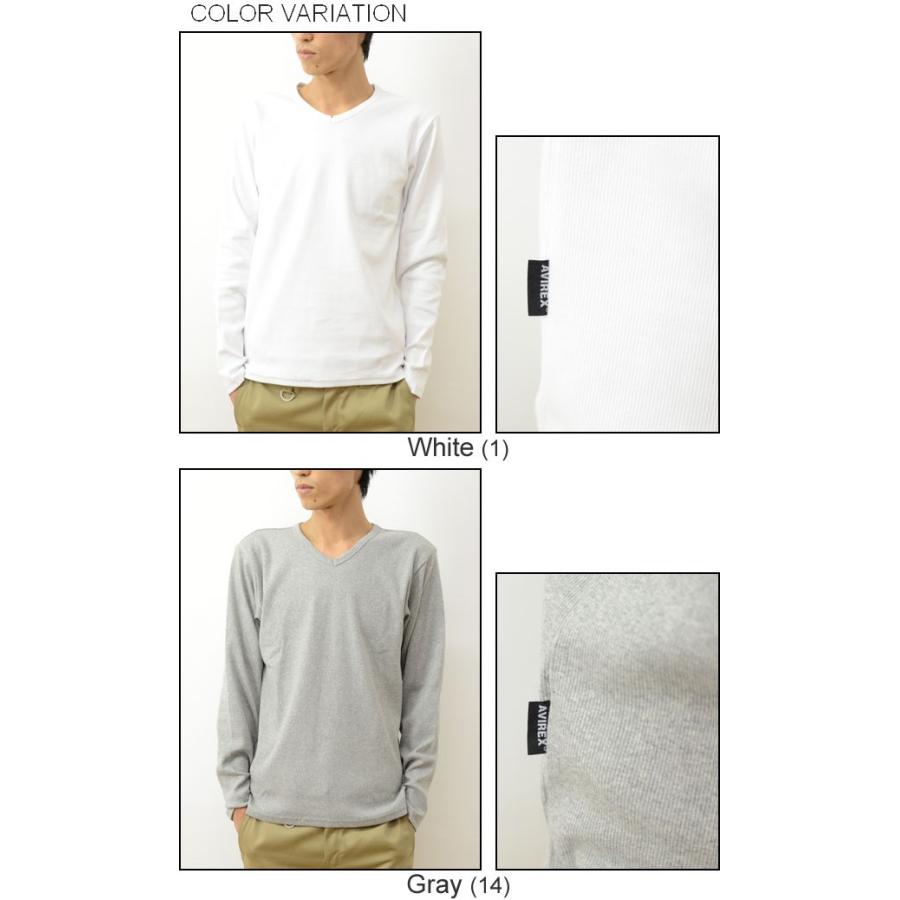 AVIREX アヴィレックス デイリー 長袖 Vネック 無地 Tシャツ メンズ 