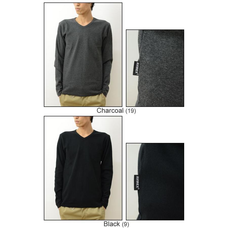 AVIREX アヴィレックス デイリー 長袖 Vネック 無地 Tシャツ メンズ 