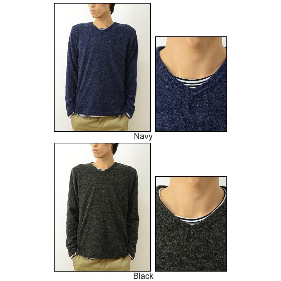 Revo. レヴォ ニット ＆ Uネック Ｔシャツ レイヤード アンサンブル ２枚セット メンズ 無地 長袖 Vネック 重ね着 ロンT レボ TH-2172 | Revo. | 04