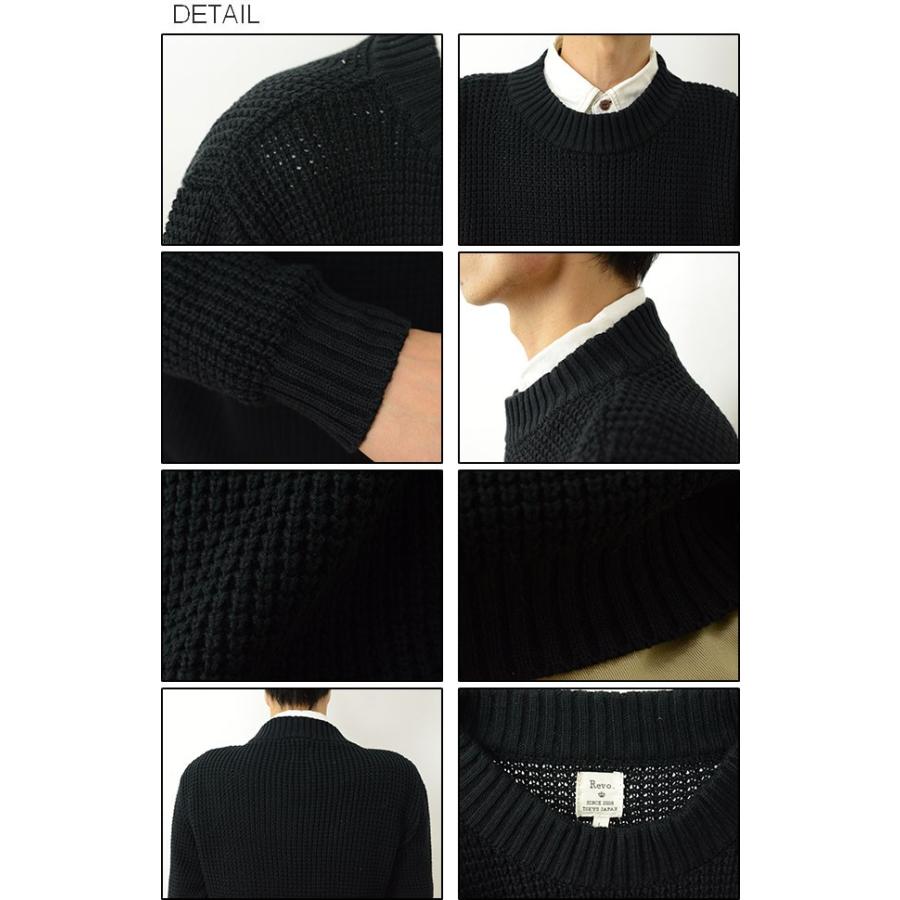 Revo. レヴォ ラーベン編み モック ネック ニット セーター メンズ コットン 長袖 タートル クルー 無地 シンプル キレイめ カジュアル アメカジ レボ TH-2171 | Revo. | 02