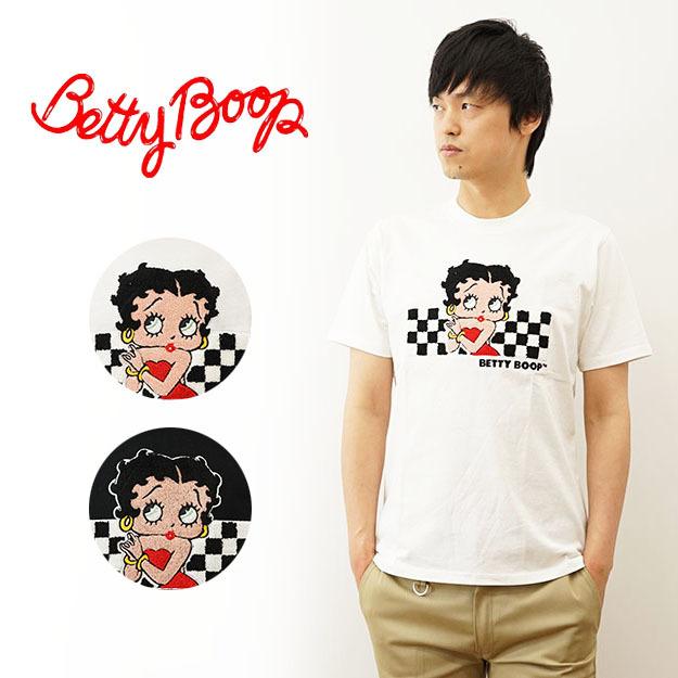 【激レア　90s USA製】BETTY BOOP チェッカー　Tシャツ Betty Boop ベティブープ サガラ 刺繍 チェッカー フラッグ Tシャツ