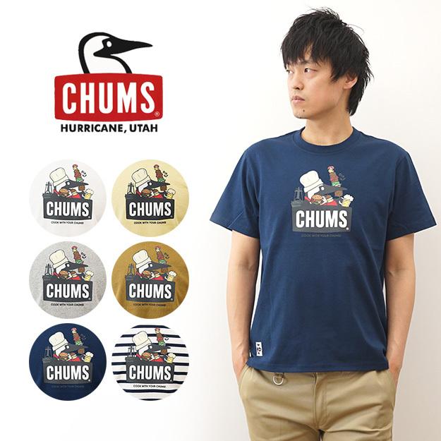 CHUMS チャムス BBQ ブービー Tシャツ 半袖 メンズ フェイス プリント キャンプ アウトドア バーベキュー 登山 山登り アメカジ ボーダー ペンギン CH01-1963 | CHUMS