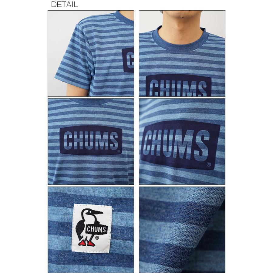 CHUMS チャムス ロゴ 半袖 メンズ Tシャツ ドライ インディゴ 無地 ストレッチ シンプル ボーダー ボックス ボート ロゴ キャンプ アウトドア CH01-1953｜robinjeansbug｜03