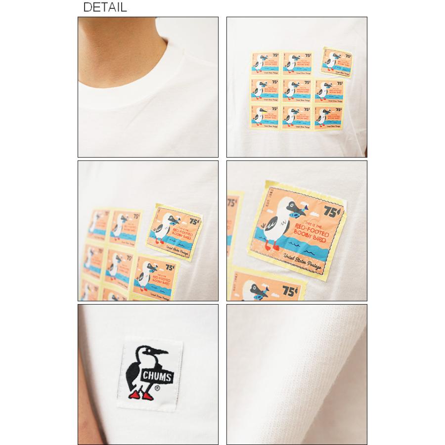 CHUMS チャムス Tシャツ 半袖 メンズ ブービー メールスタンプス ティーシャツ プリント アウトドア キャンプ 登山 山登り 切手 大きい サイズ XL 黒 CH01-1972 | CHUMS | 02