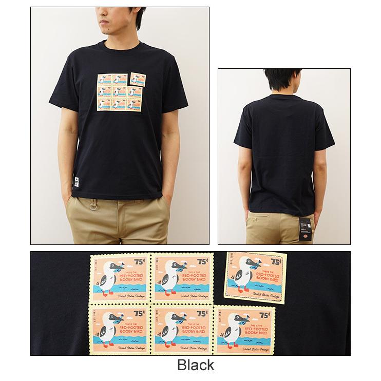 CHUMS チャムス Tシャツ 半袖 メンズ ブービー メールスタンプス ティーシャツ プリント アウトドア キャンプ 登山 山登り 切手 大きい サイズ XL 黒 CH01-1972 | CHUMS | 05