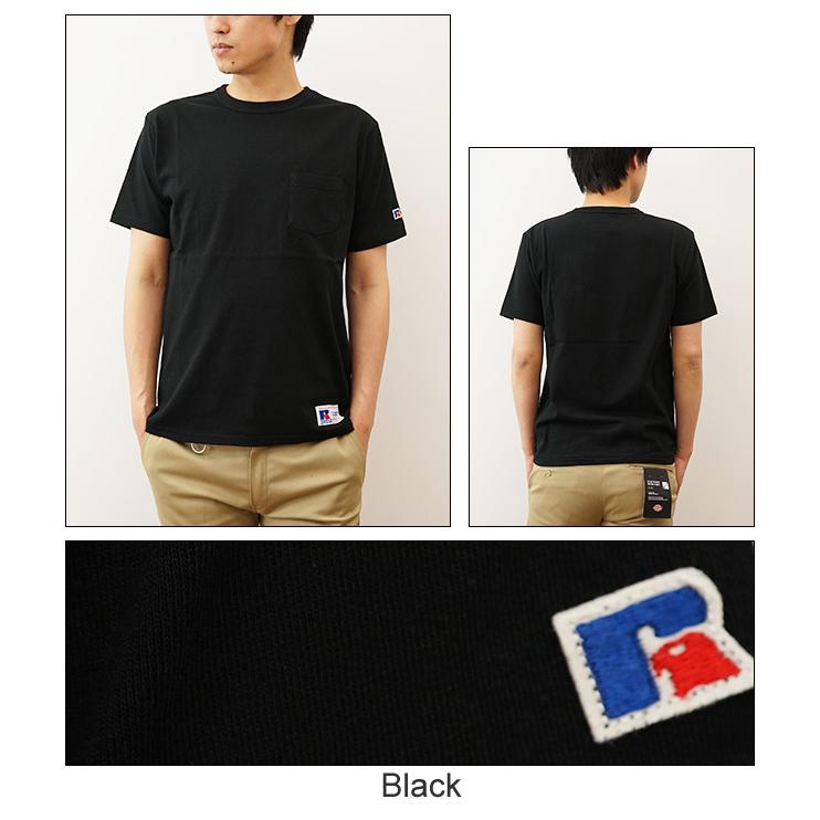 90s USA製 Russell Athletic 無地 ブラック ポケTシャツ 90s USA製 RUSSELL ラッセル デッドストック タグ付 ポケT 無地