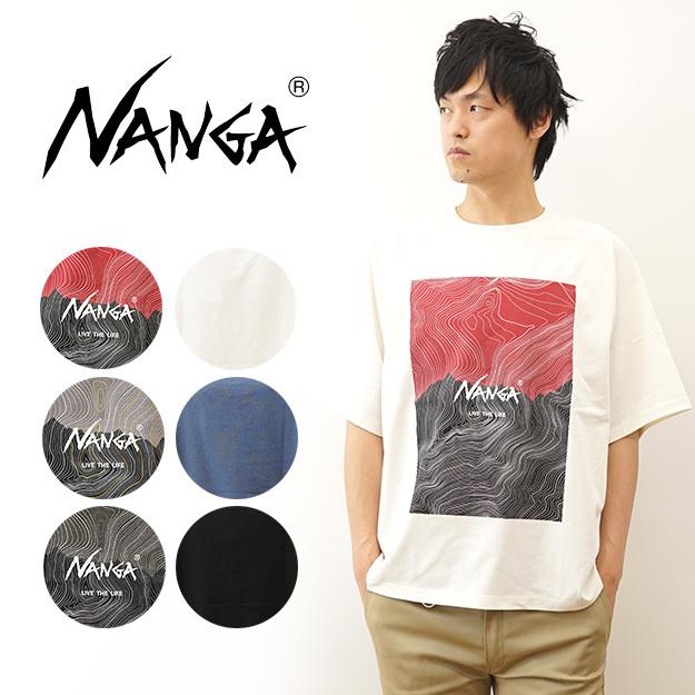 NANGA ナンガ Tシャツ オーバーサイズ ビッグシルエット メンズ エコ ハイブリッド ルーズ コントアーマップ ECO HYBRID LOOSE FIT CONTOUR MAP LOGO TEE N1RP | NANGA