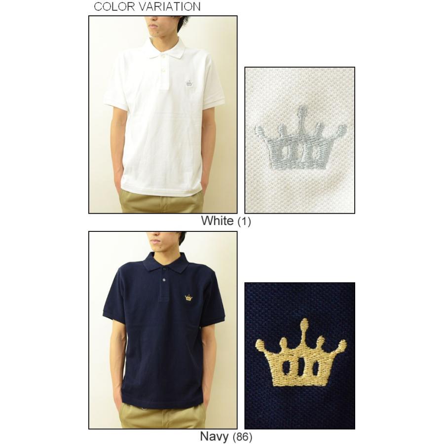 半袖 ポロシャツ メンズ Crown オリジナル ロゴ ワンポイント 刺繍