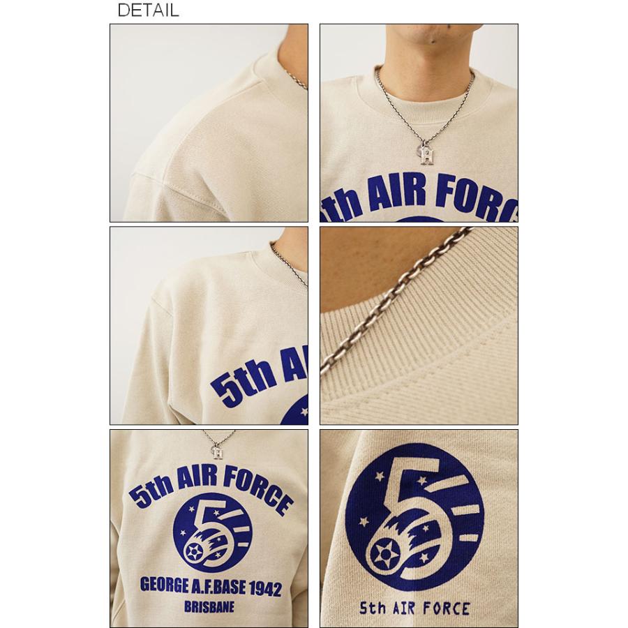 12ozスウェット 5th AIR FORCE オリジナル エアフォース ミリタリー プリント クルーネック スエット 長袖 ヘビーウエイト トレーナー メンズ 12SW-5thAF | JEANS BUG | 02