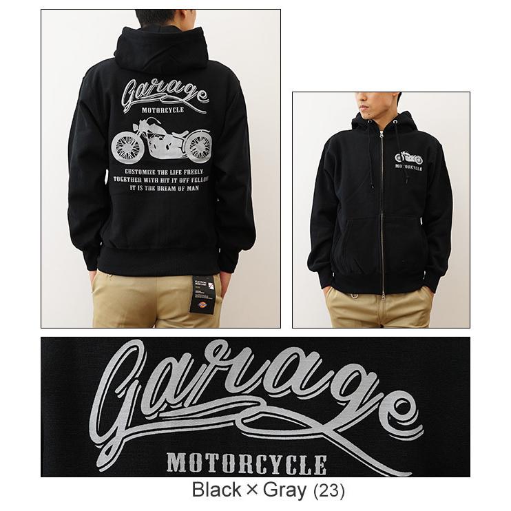 ジーンズ 12ozジップパーカ MOTORCYCLE オリジナル バイカー プリント