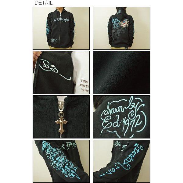 Ed Hardy（エド・ハーディー） Blue Love Kill 刺繍 プリント ジップ