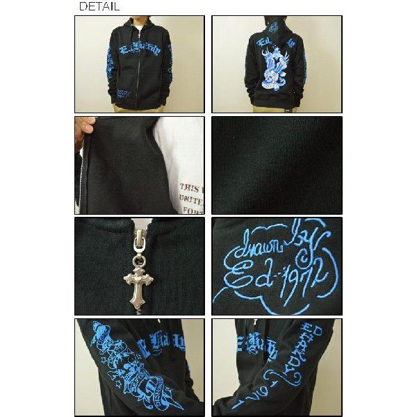 ★関税込み★【Ed Hardy】Swallows スカイブルー セットアップ 刺繍＆プリント フルジップ パーカー (ed hardy) エドハーディー