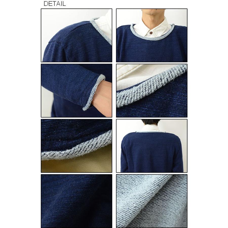 Revo. レヴォインディゴ染め クルーネック スウェット メンズ カットオフ オーバーサイズ 無地 長袖 裏毛 パイル スエット レボ TH-2249 | Revo. | 02