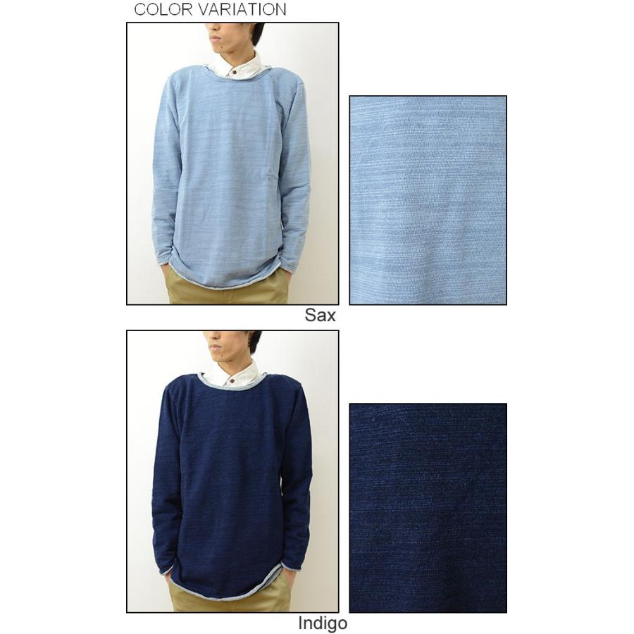 Revo. レヴォインディゴ染め クルーネック スウェット メンズ カットオフ オーバーサイズ 無地 長袖 裏毛 パイル スエット レボ TH-2249 | Revo. | 03