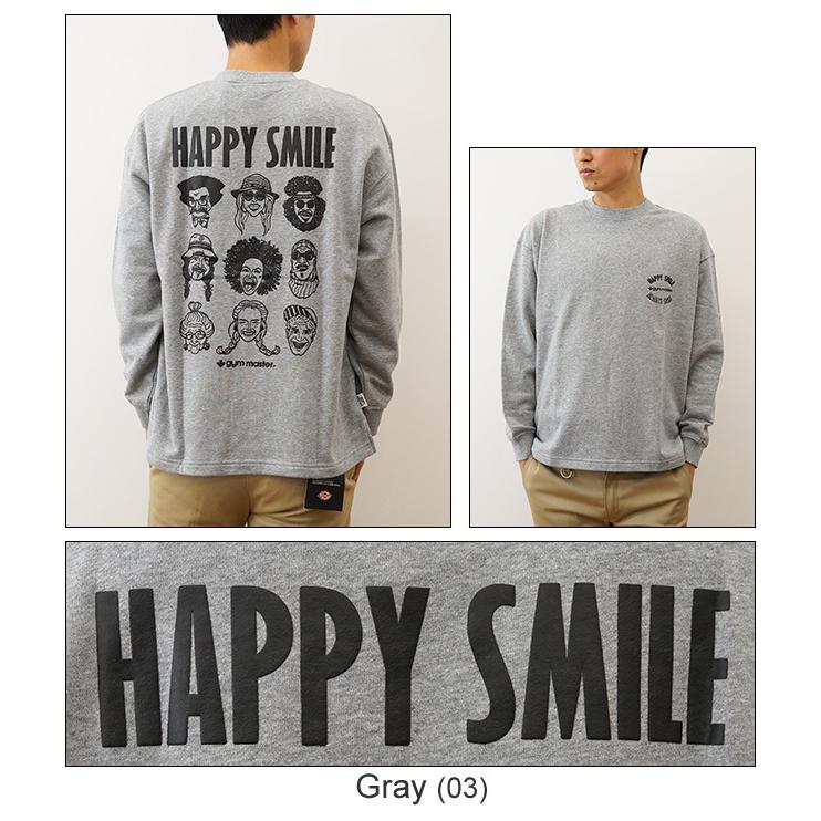 gym master ジムマスター HAPPY SMILE スウェット ビッグ Tee メンズ レディース 長袖 Tシャツ トレーナー オーバーサイズ アメカジ キャンプ G721608｜robinjeansbug｜05