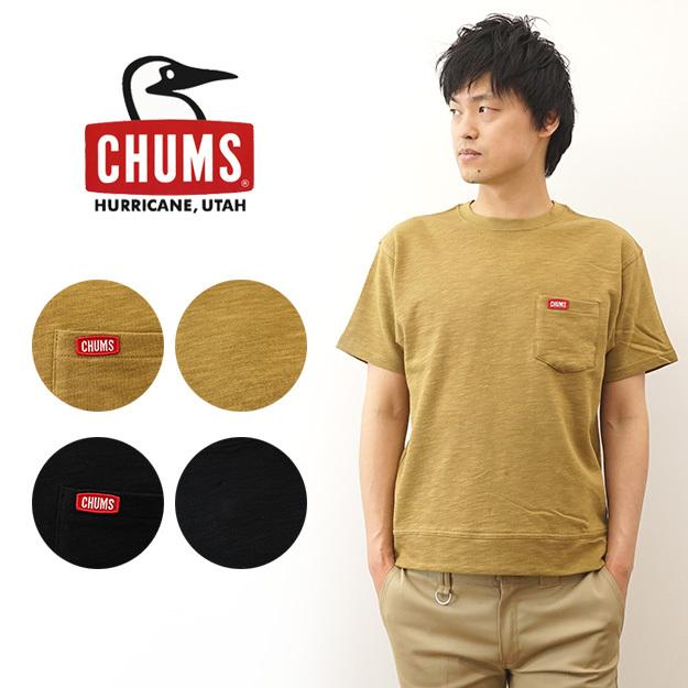 CHUMS チャムス スウェット Tシャツ キーストーン ショート スリーブ ポケット クルートップ 半袖 ポケT アウトドア キャンプ ボックス ボート ロゴ CH00-1260 | CHUMS