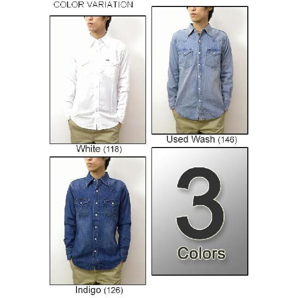 Wrangler（ラングラー） ウォッシュ加工デニム素材 ウエスタンシャツ