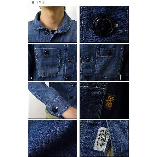 ALPHA（アルファ） ライトオンスデニム マリンシャツ ユーズドウォッシュ デニムシャツ シャンブレー ワークシャツ ショールカラー アンカーボタン 【25028】 |  | 02