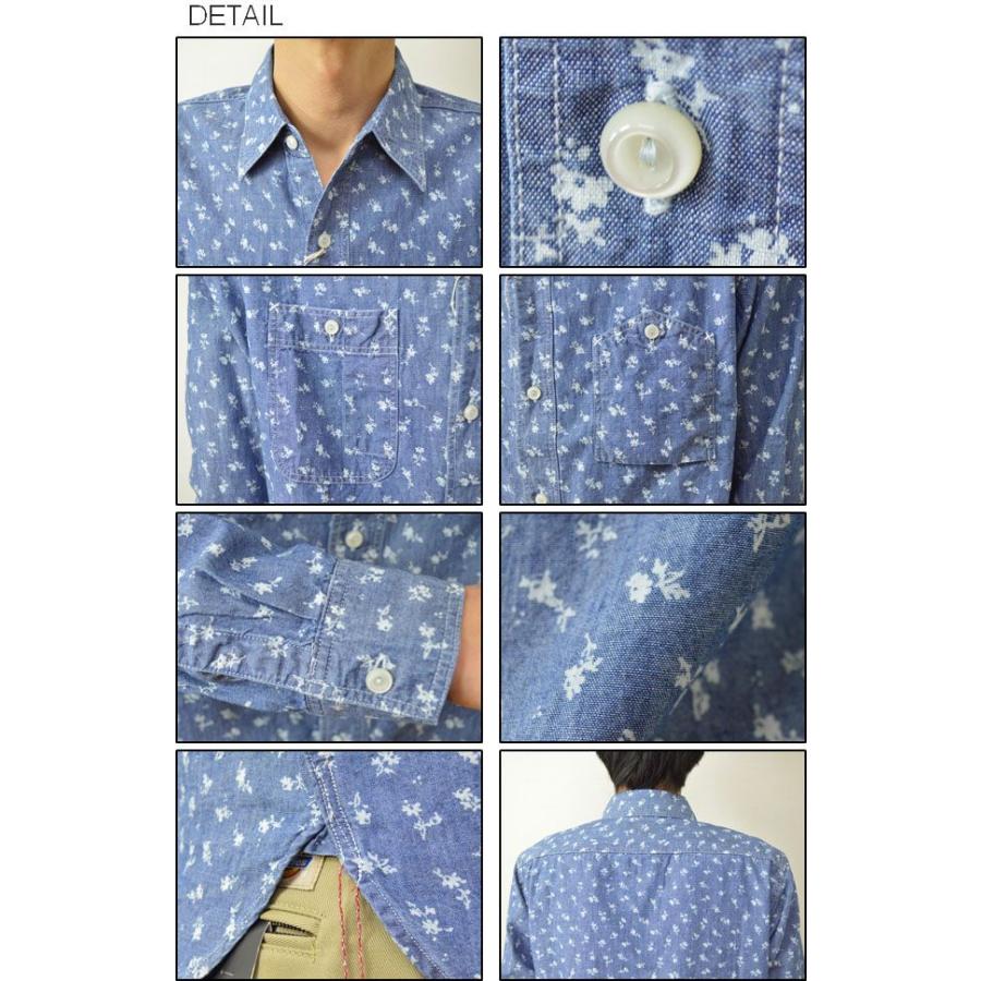 SUGAR CANE CANE（シュガーケーン） フラワー シャンブレーシャツ