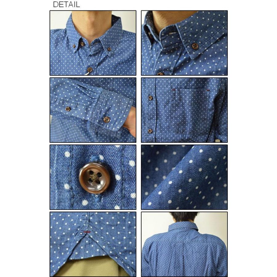 GLOVE HOUSE（グローブハウス） インディゴ ドット柄 ボタンダウンシャツ メンズ 長袖 BD デニム 15-1003 |  | 02