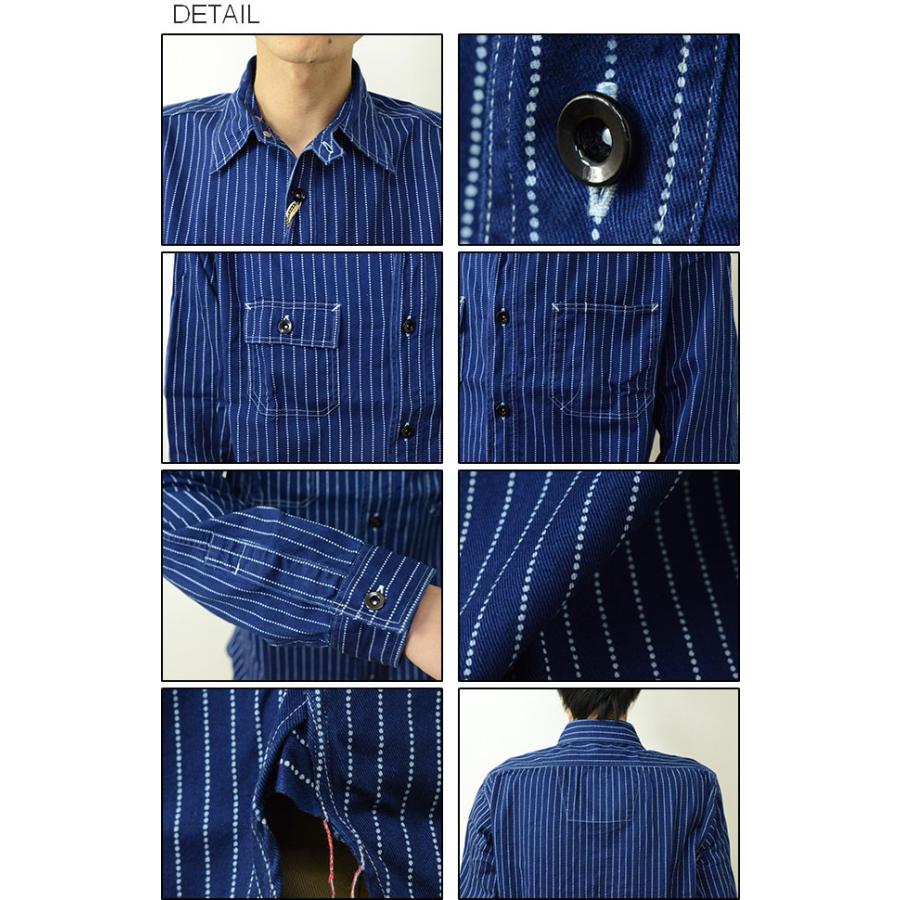 シュガーケーン ウォバッシュストライプ デニムシャツ ワークシャツ【L】 SUGAR CANE シュガーケーン ワークシャツ 8.5oz ウォバッシュ