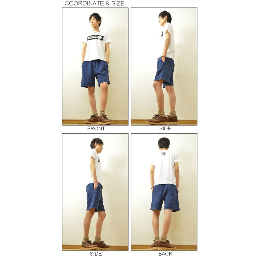 スウェットショーツ　ハーフパンツ　ネイビーL　  デニム スウェット ハーフパンツ メンズ オリジナル 刺繍 インディゴ