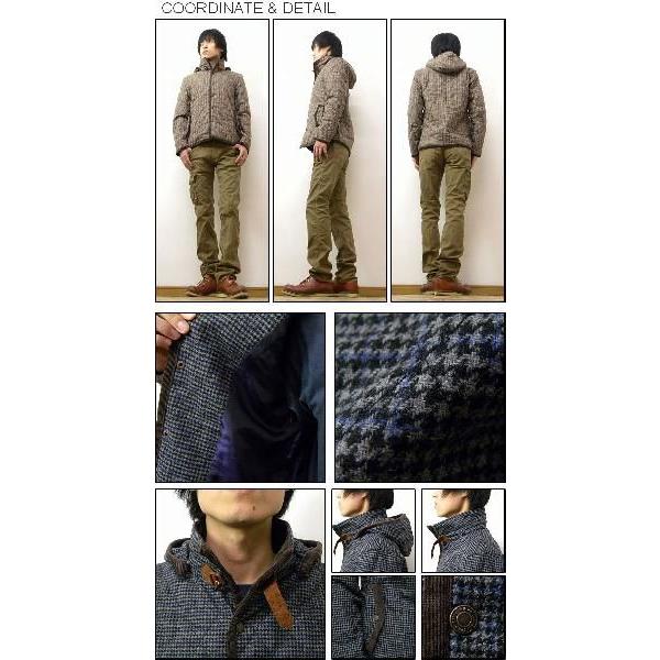 CORISCO（コリスコ） キルティングウール素材 千鳥格子柄 ハスキージャケット 脱着フード 中綿スタンドネックジャケット チンストラップ 【170403】 | CORISCO | 01