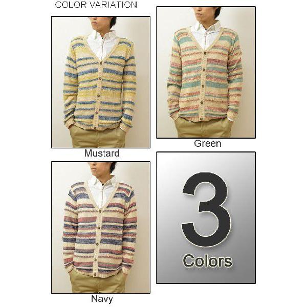 Revo.（レヴォ） トリコロールボーダー ニットカーディガン カラフルボーダー カーデ セーター 柄ニット ウッドボタン レボ TH-1484 | Revo. | 02