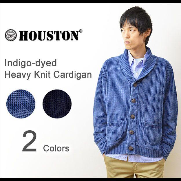 Houston ヒューストン インディゴ ヘビー ニット カーディガン メンズ 厚手 セーター ワッフル サーマル ショールカラー コットン 綿 アメカジ 985 Jeansbug 通販 Yahoo ショッピング