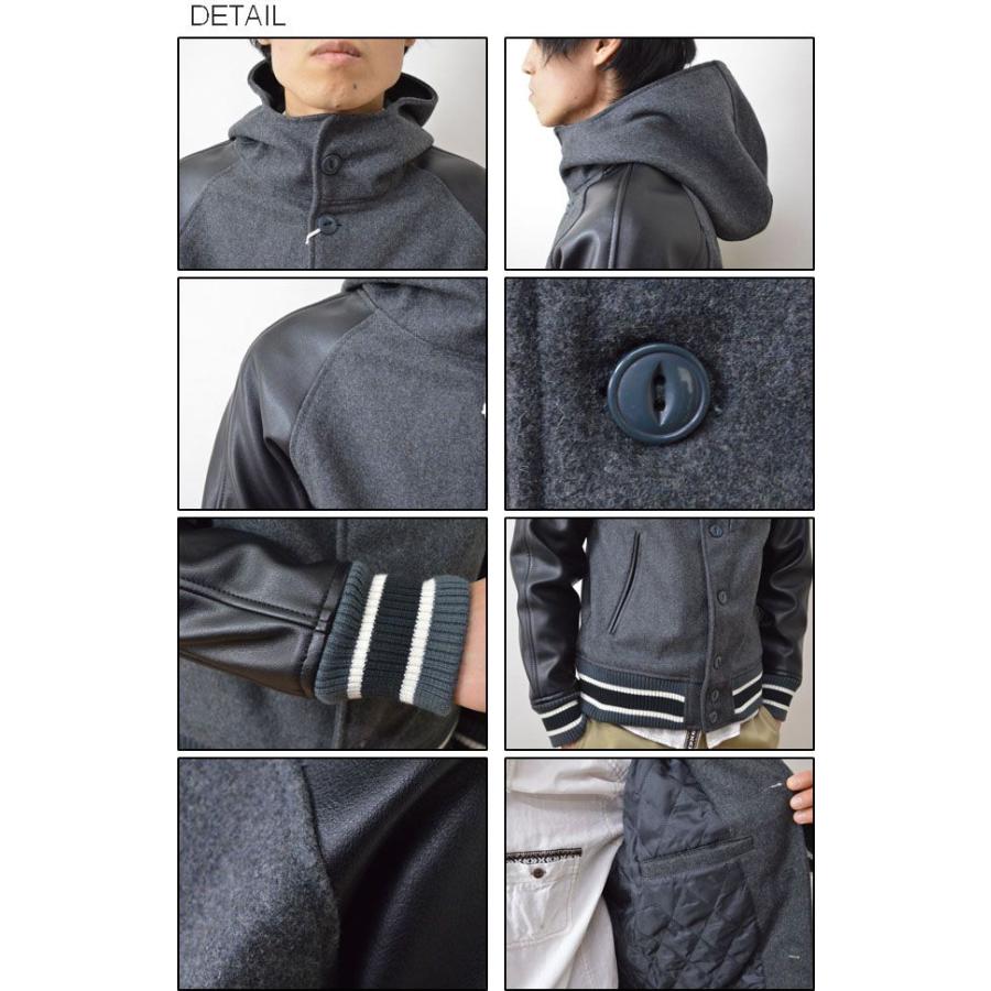 JOEY（ジョーイ） メルトン ウール スタジアムジャケット メンズ スタジャン フード アウター 袖切替 50269 | ジョイ | 02
