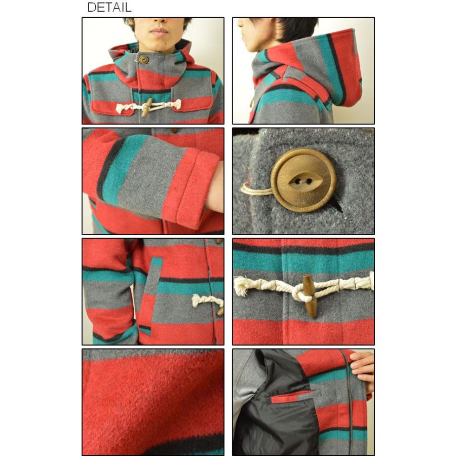 CORISCO（コリスコ） マルチ ボーダー ダッフルコート メンズ メルトン